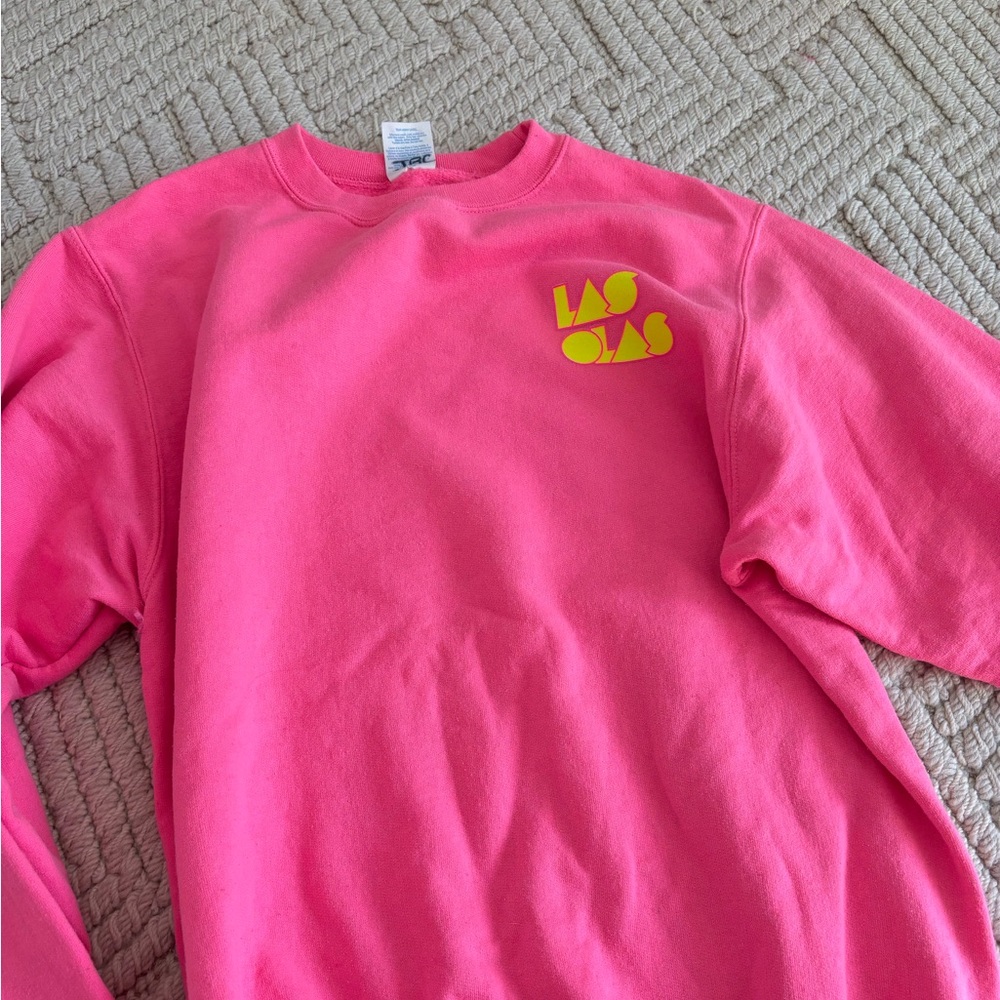 neon pink las olas crew neck